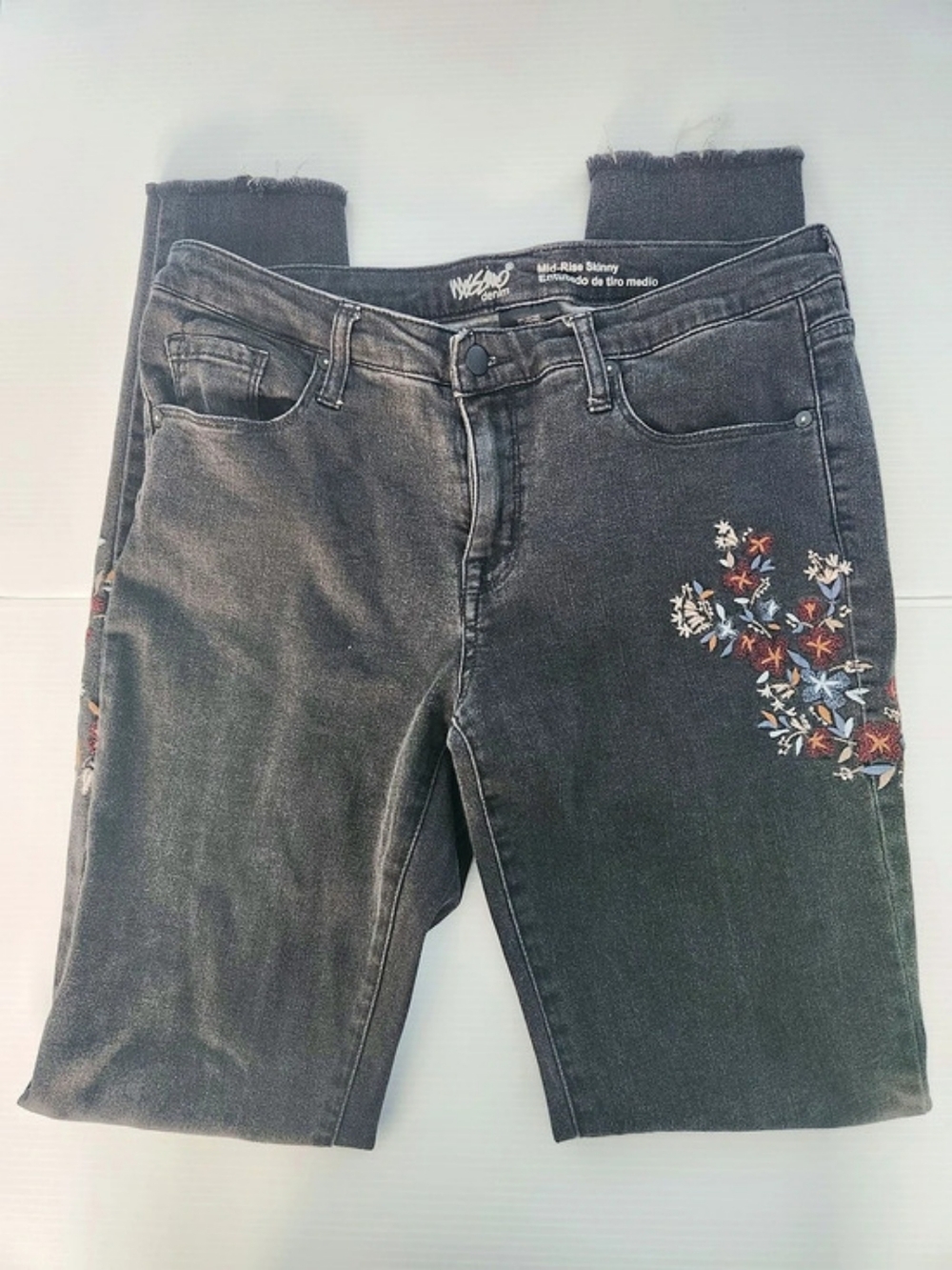 Mossimo Jeans Mid-Rise Skinny Floral Skinny Jeans Waist 29 Size 8